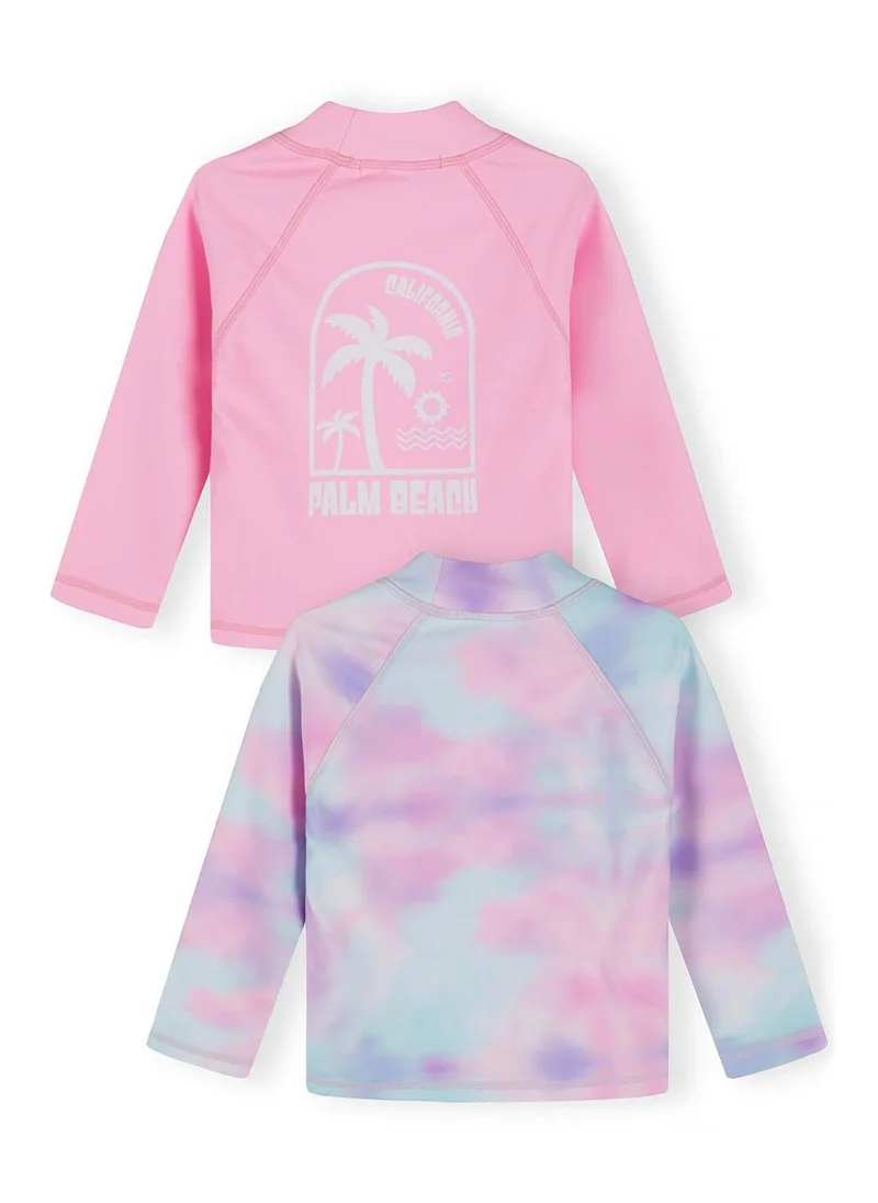 MINOTI Girls rash vest long sleeve pink blue gradient